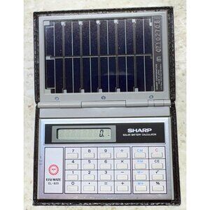 Vintage Sharp Calculator  Elsi Mate EL-825 Solar with Leather Cover Tested Works